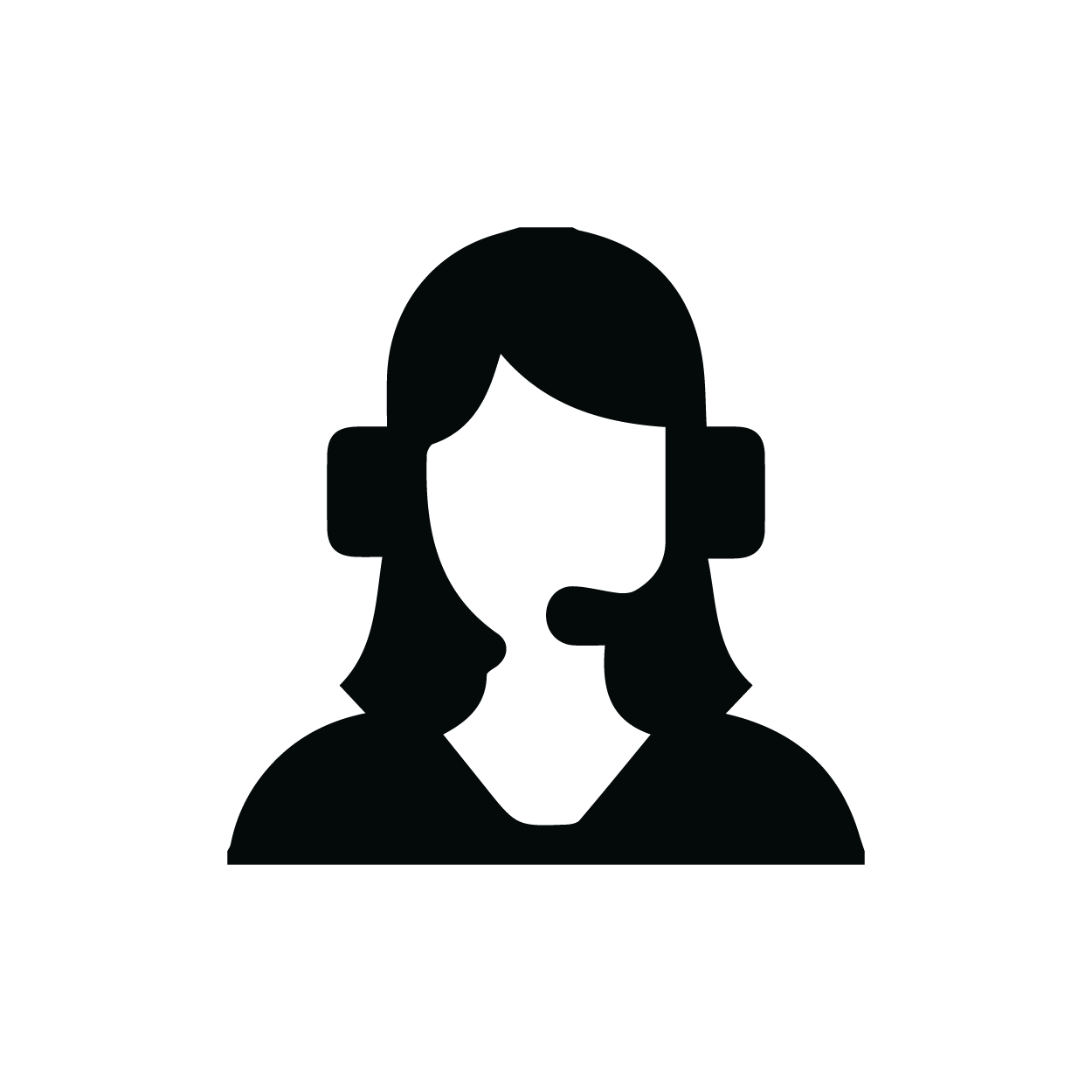Icono con mujer y auriculares para «Atención al cliente»